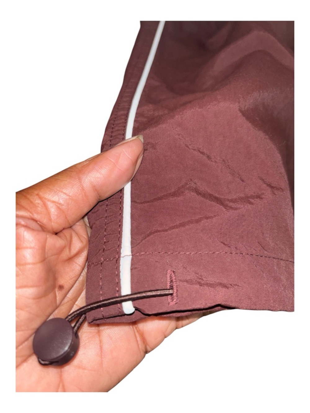 VANILLA STAR Parachute Pants- Brown with White Stripe and Drawstrings - Picture 5 of 6
